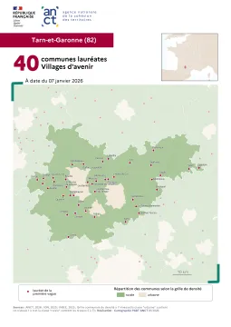 Communes laur&eacute;ates Villages d'avenir : Tarn-et-Garonne