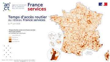 Temps d'acc&egrave;s routier au r&eacute;seau France services - 16/9