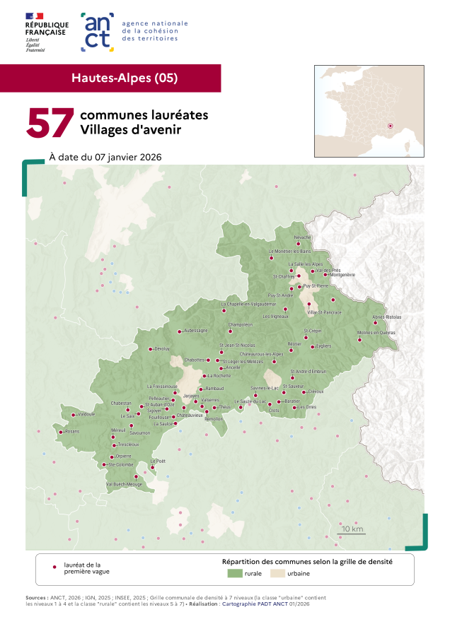 Communes laur&eacute;ates Villages d'avenir : Hautes-Alpes