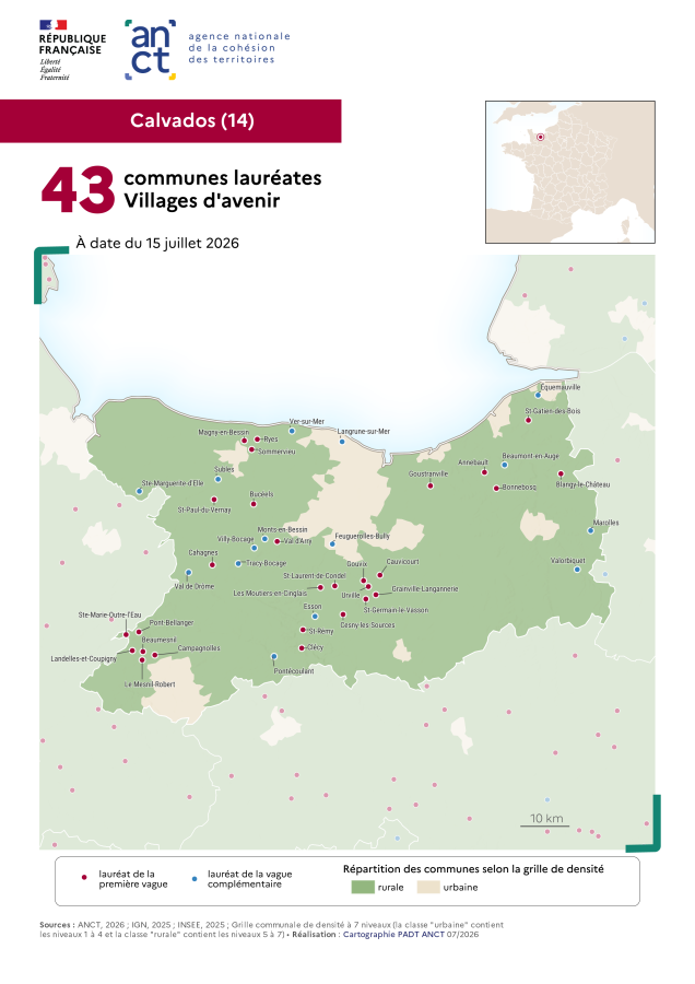 Communes laur&eacute;ates Villages d'avenir : Calvados