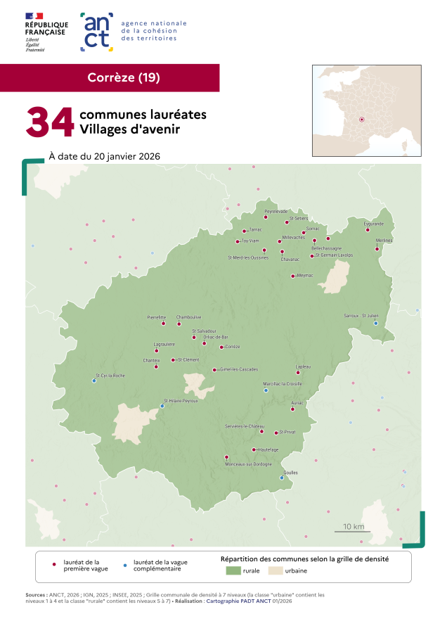 Communes laur&eacute;ates Villages d'avenir : Corr&egrave;ze