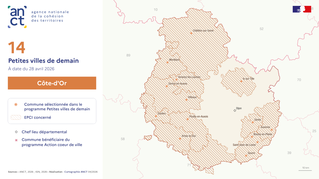D&eacute;ploiement du dispositif Petites villes de demain : C&ocirc;te-d'Or