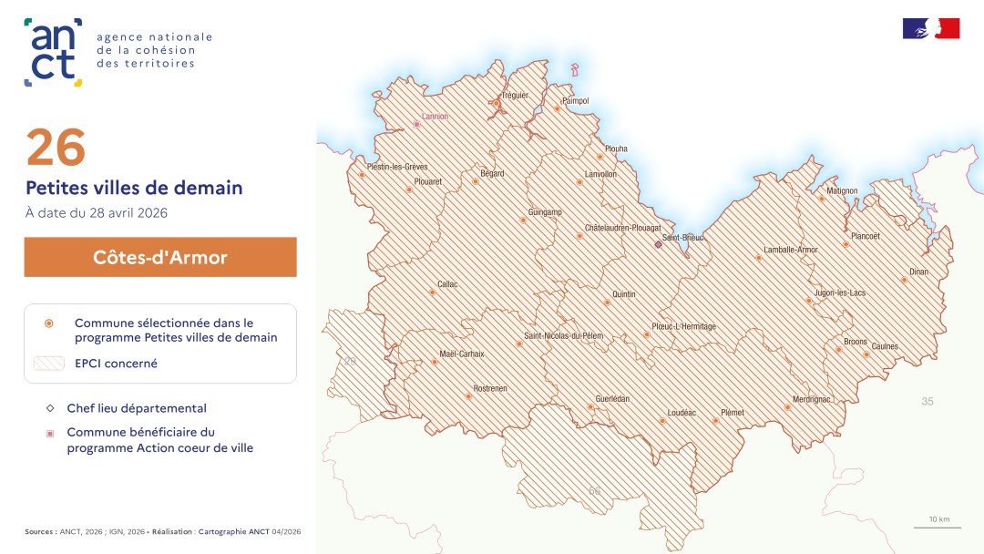 D&eacute;ploiement du dispositif Petites villes de demain : C&ocirc;tes-d'Armor