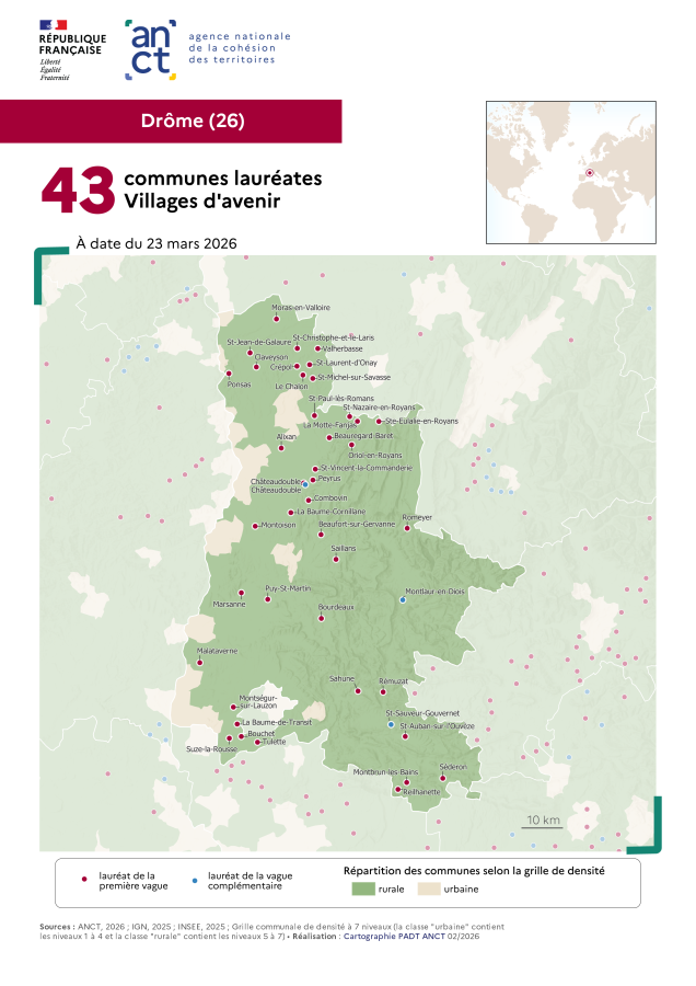 Communes laur&eacute;ates Villages d'avenir : Dr&ocirc;me