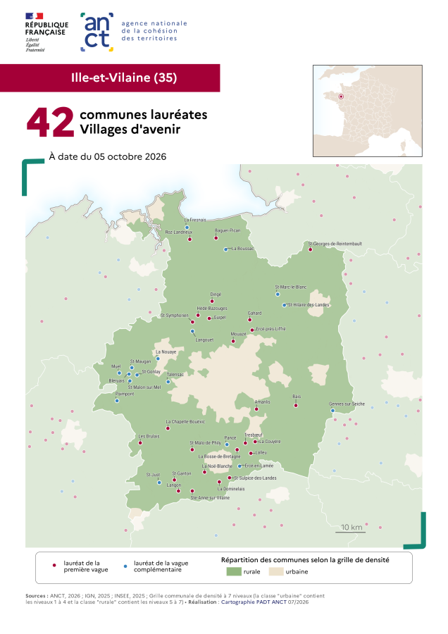 Communes laur&eacute;ates Villages d'avenir : Ille-et-Vilaine