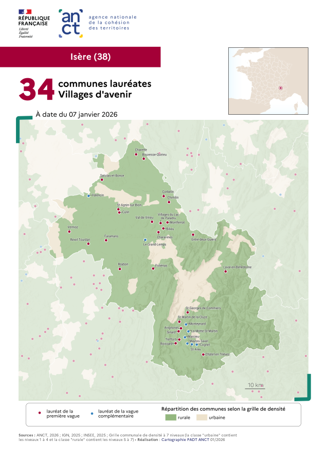Communes laur&eacute;ates Villages d'avenir : Is&egrave;re