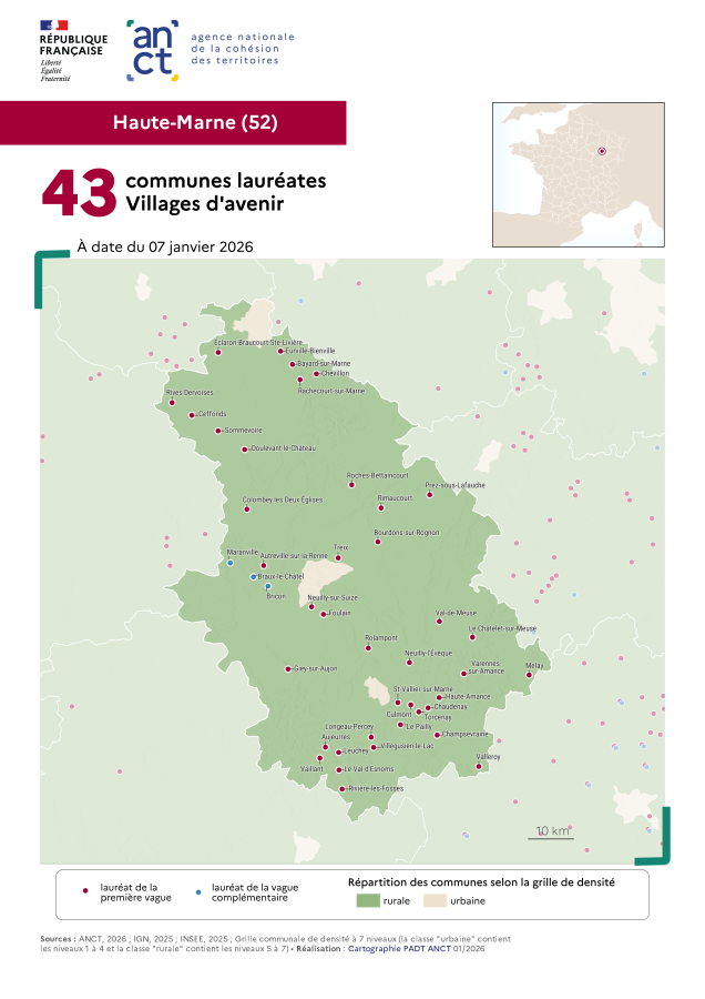 Communes laur&eacute;ates Villages d'avenir : Haute-Marne