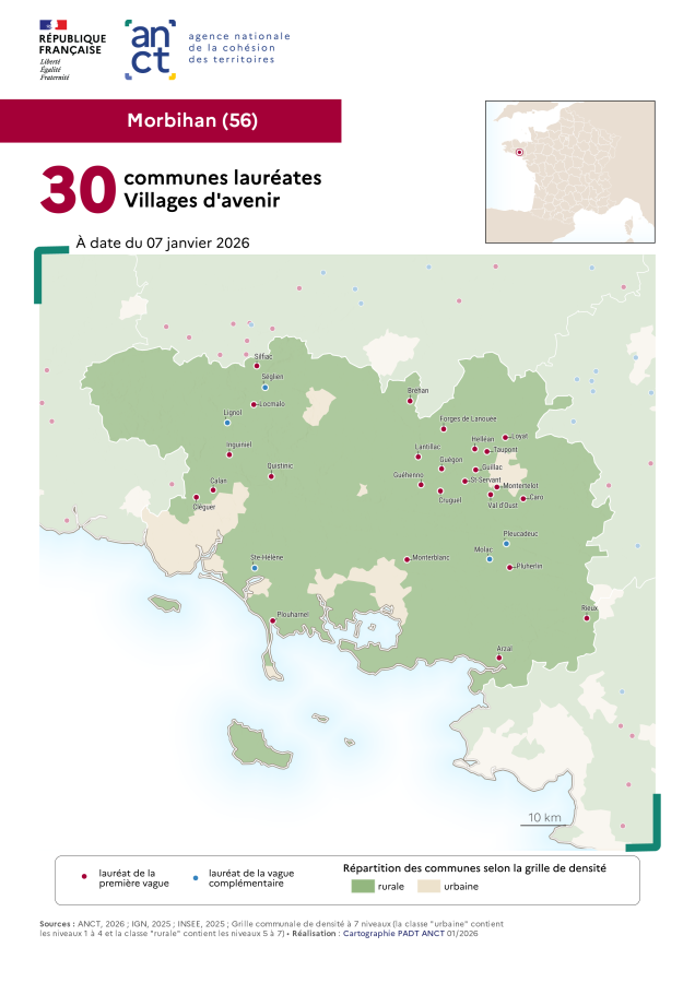 Communes laur&eacute;ates Villages d'avenir : Morbihan