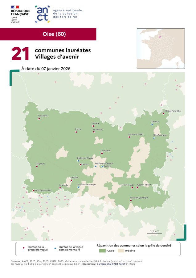Communes laur&eacute;ates Villages d'avenir : Oise