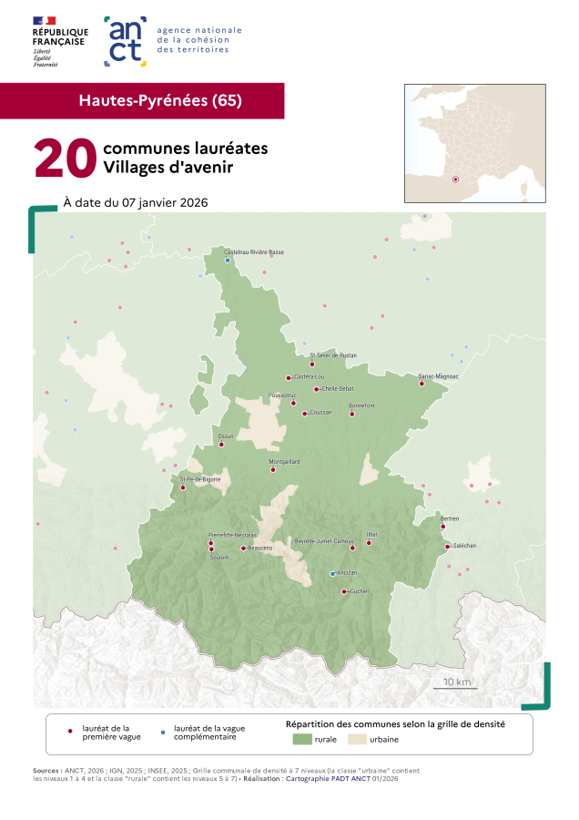 Communes laur&eacute;ates Villages d'avenir : Hautes-Pyr&eacute;n&eacute;es