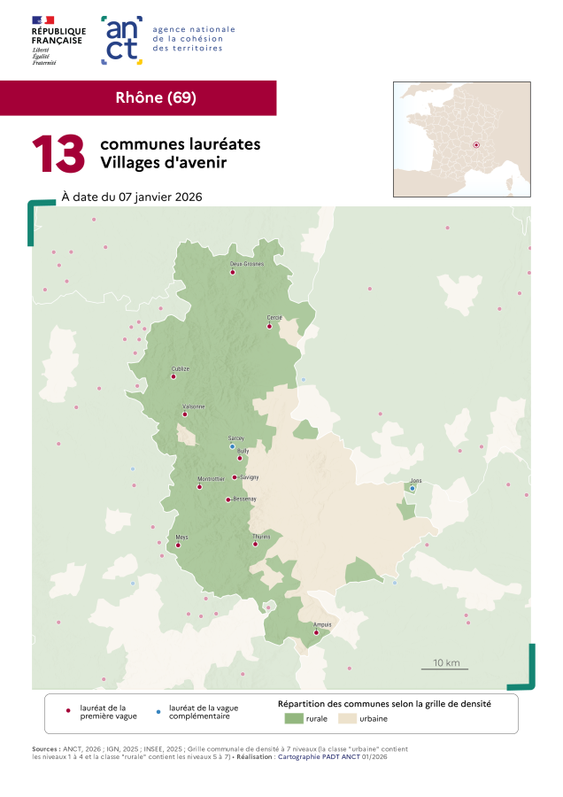 Communes laur&eacute;ates Villages d'avenir : Rh&ocirc;ne
