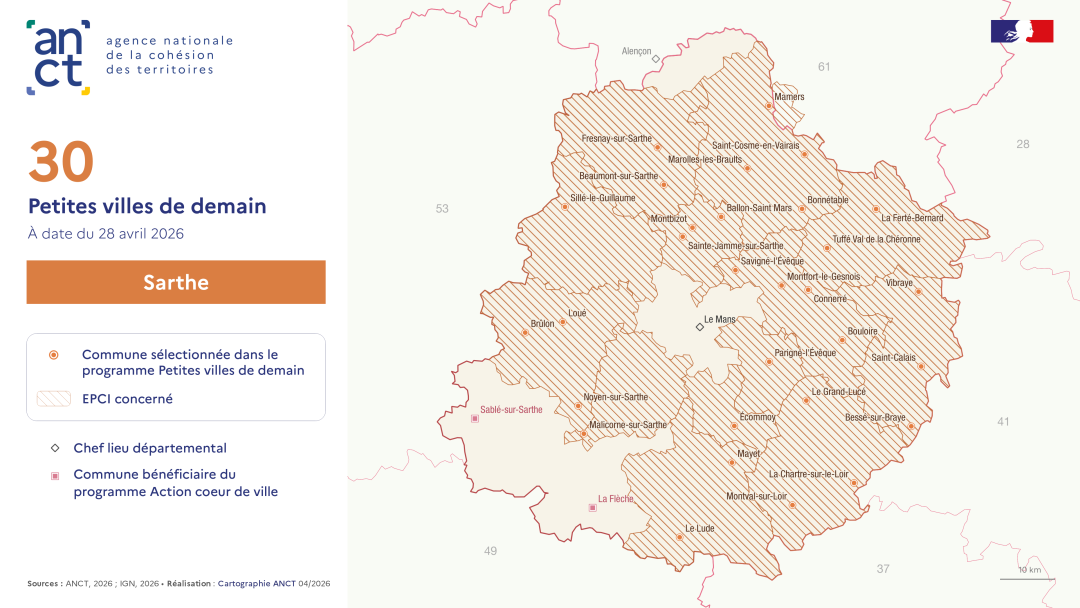 D&eacute;ploiement du dispositif Petites villes de demain : Sarthe
