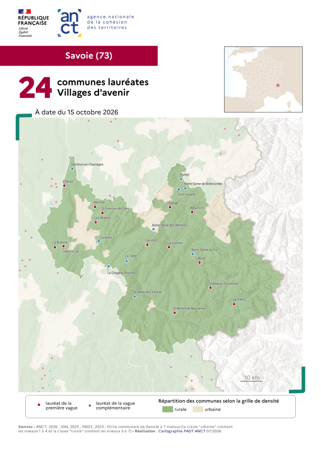 Communes laur&eacute;ates Villages d'avenir : Savoie