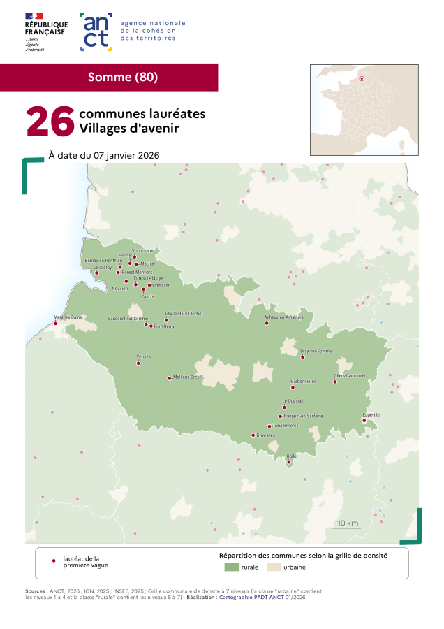 Communes laur&eacute;ates Villages d'avenir : Somme
