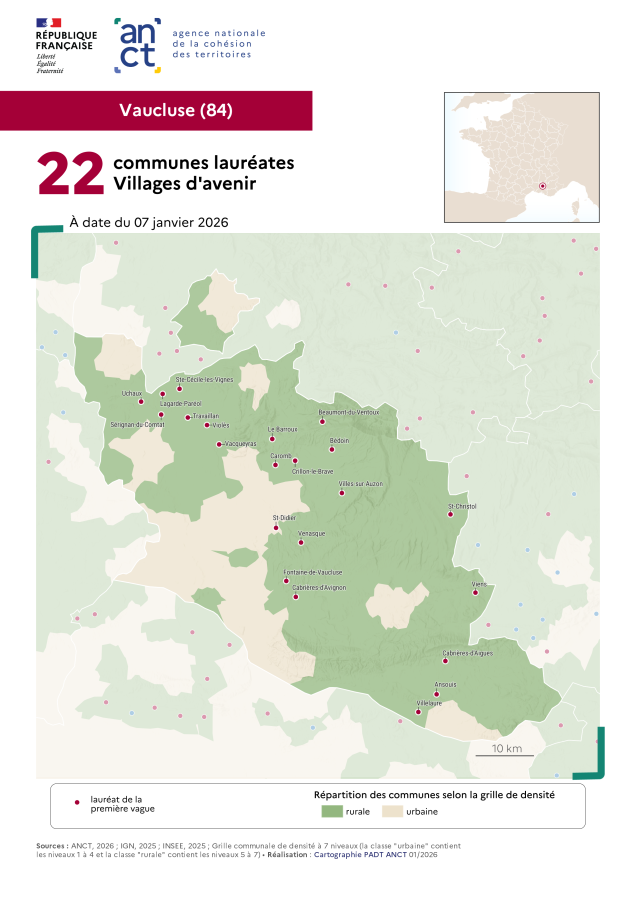 Communes laur&eacute;ates Villages d'avenir : Vaucluse