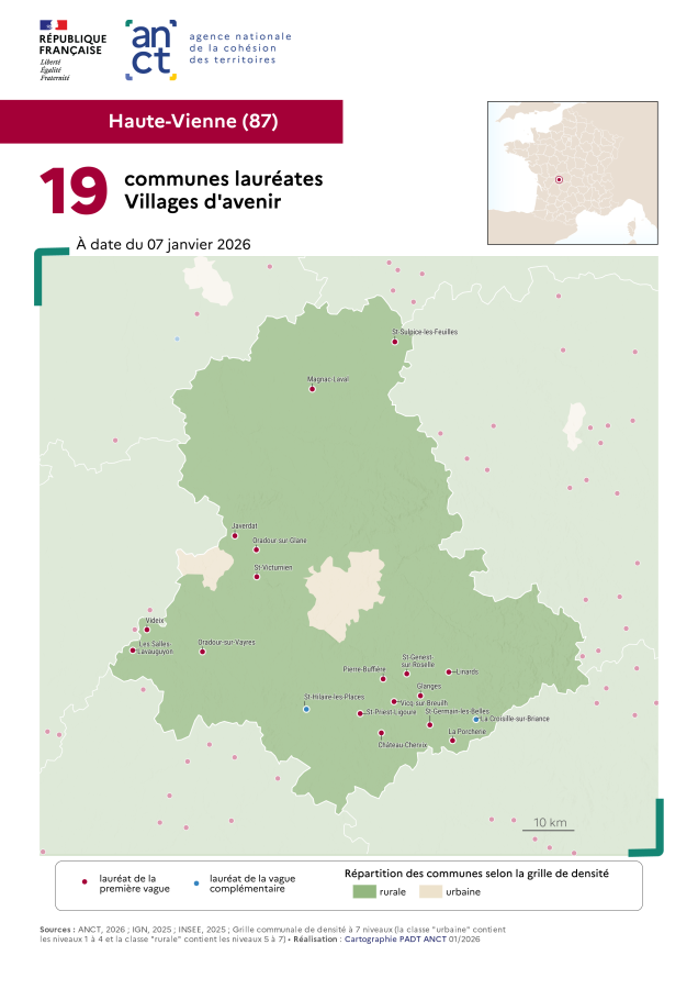 Communes laur&eacute;ates Villages d'avenir : Haute-Vienne