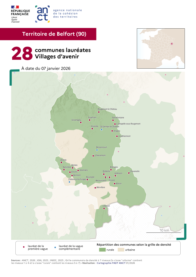 Communes laur&eacute;ates Villages d'avenir : Territoire de Belfort
