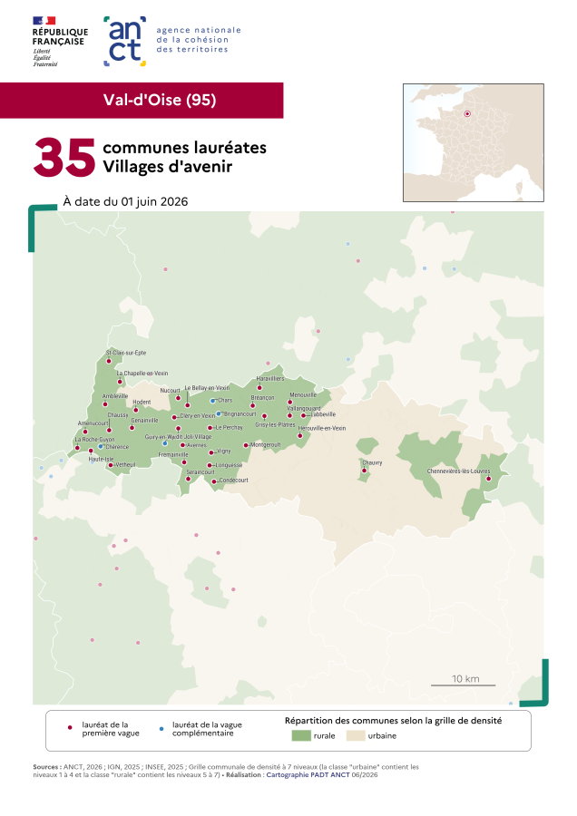 Communes laur&eacute;ates Villages d'avenir : Val d'Oise