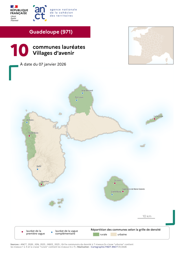 Communes laur&eacute;ates Villages d'avenir : Guadeloupe