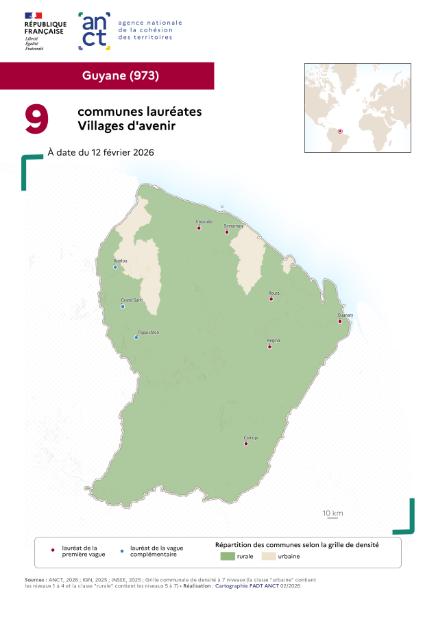 Communes laur&eacute;ates Villages d'avenir : Guyane
